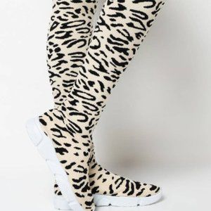DAX-LEOPARD knee-high sock sneaker